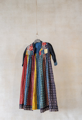 Ajrakh multi print handwoven jacket dress, Hand spun organic cotton ajrakh dress, Ethical fashion