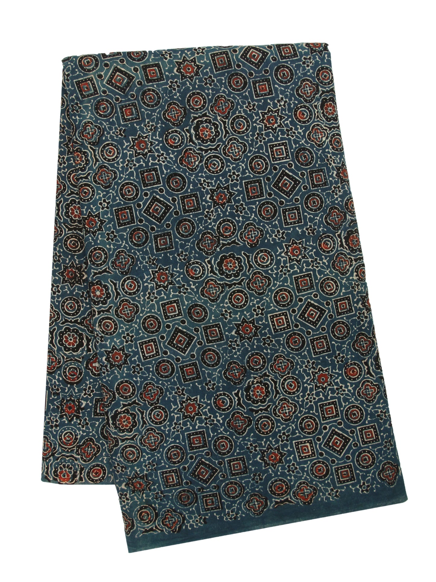 Indigo ajrakh hand block print cotton fabric, Ajrakh prints cotton fabric dyed in indigo color