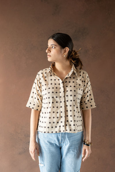 Beige polka dots shirt, Polka dots shirt, Handmade clothing