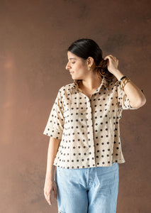 Beige polka dots shirt, Polka dots shirt, Handmade clothing