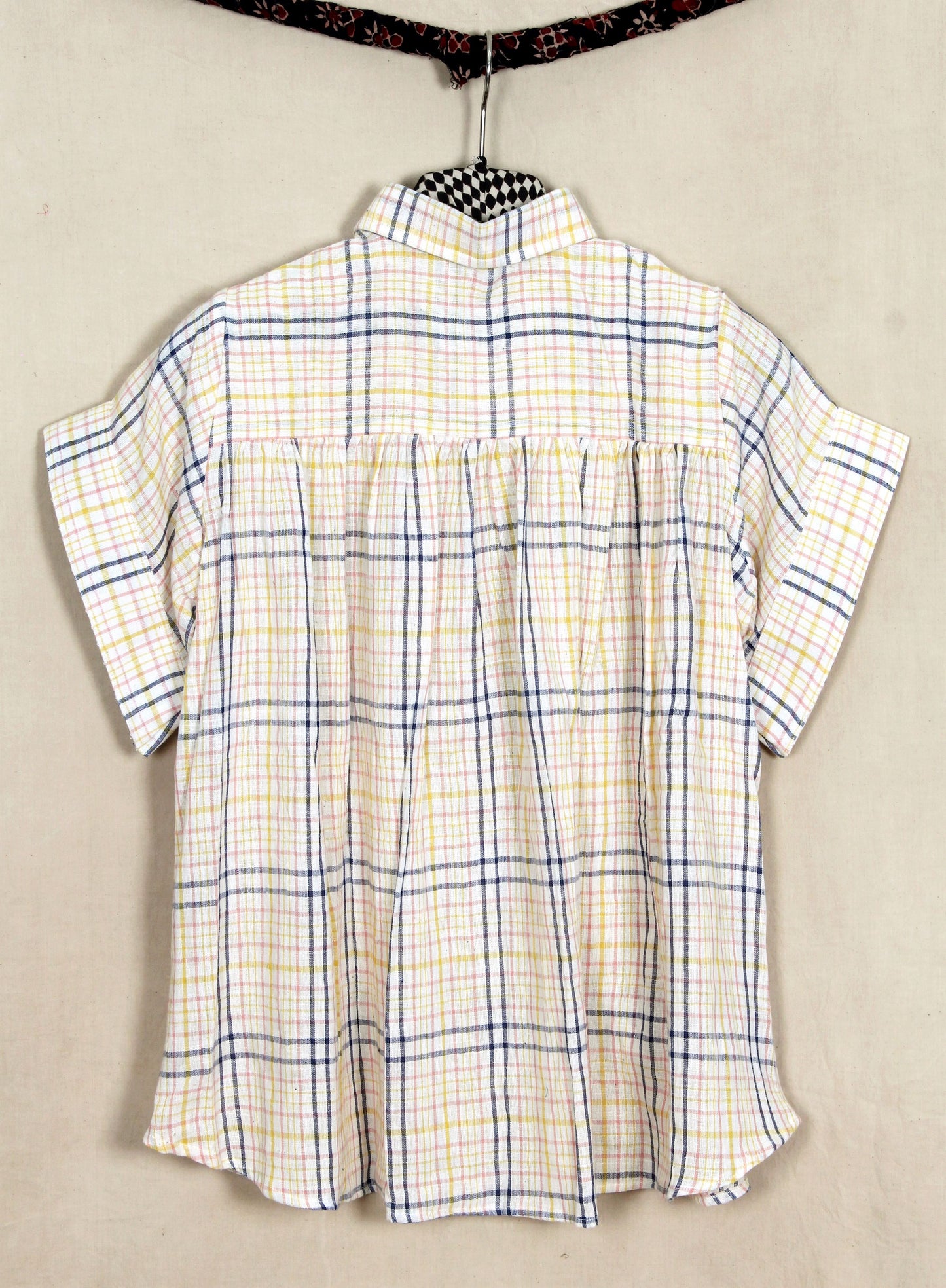 Checkered handwoven women's shirt – Turquoise 'the store'