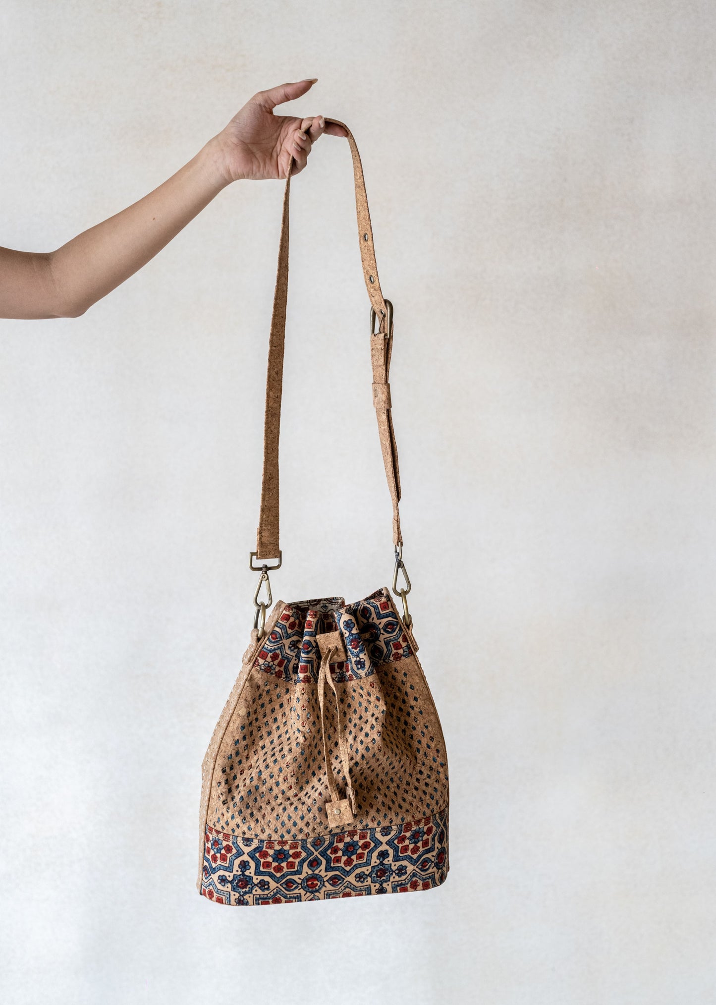 Cork bucket handbag, Handmade luxury cork handbag, Natural cork handbag