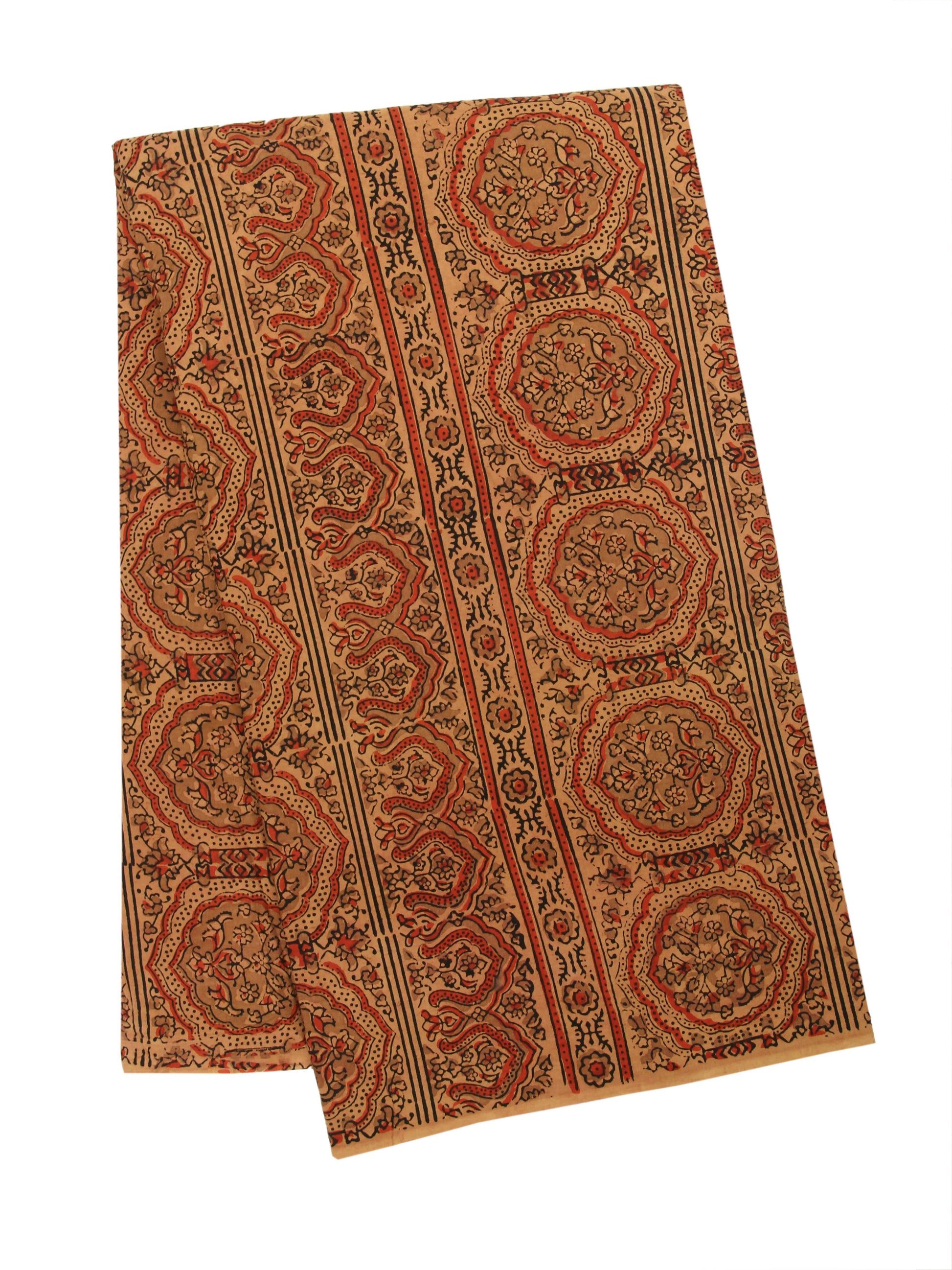 Natural dyed earthy peach ajrakh fabric, Ajrakh hand block print cotton fabric, Slow fashion