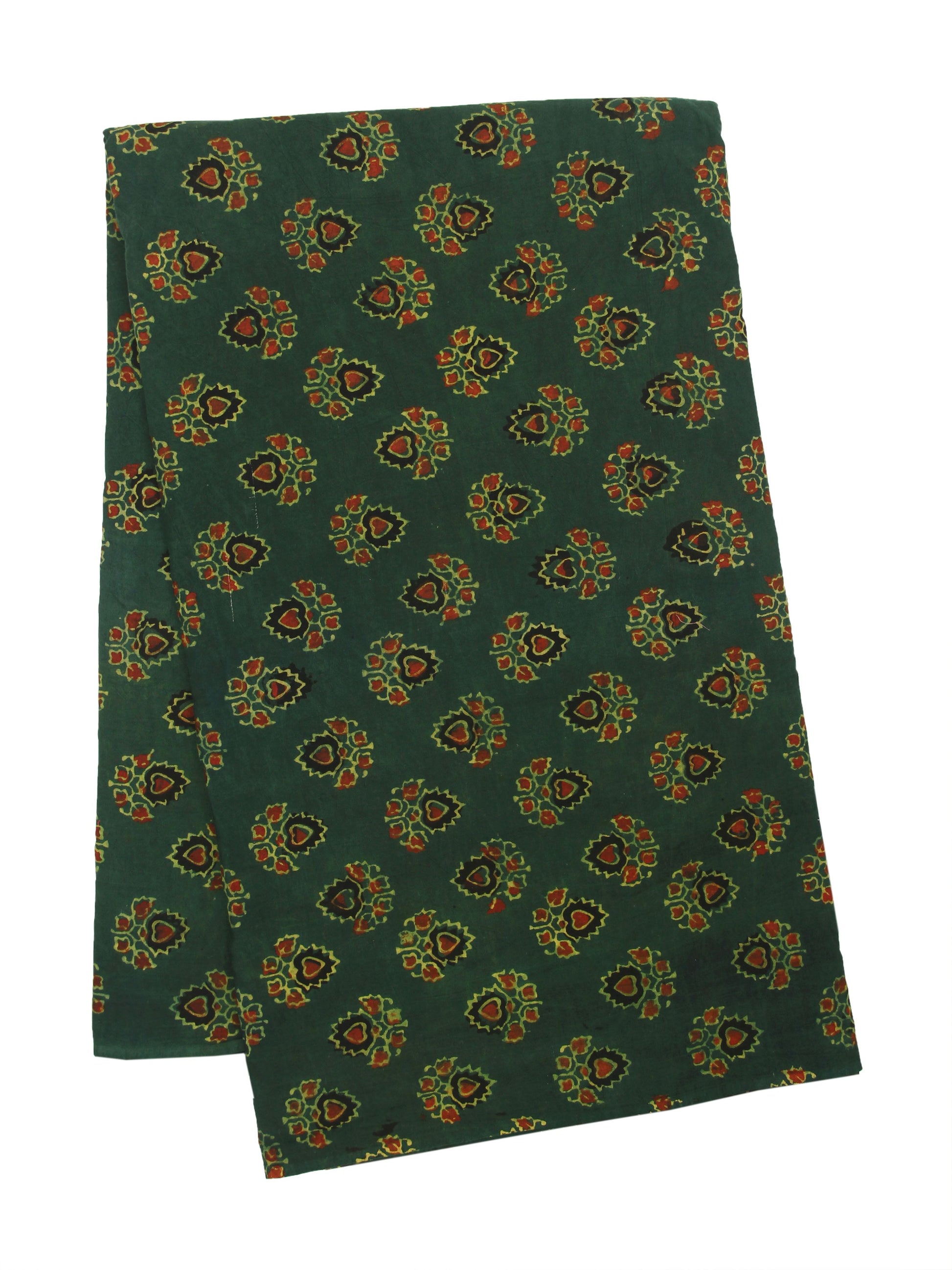 Ajrakh hand block print fabric in green color, Green ajrakh fabric, Slow fashion