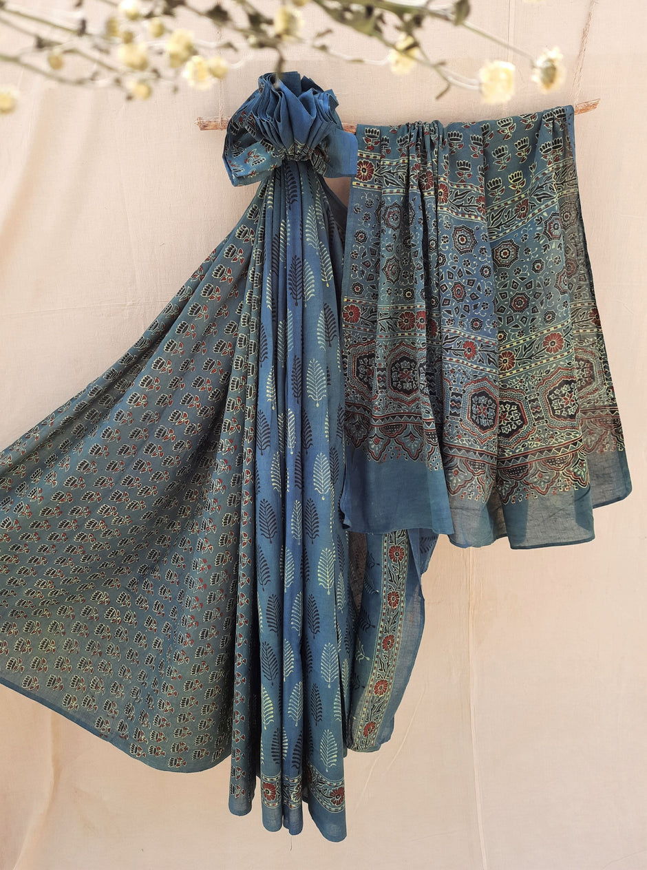 Ajrakh hand block print sarees – Page 2 – Turquoise 'the store'
