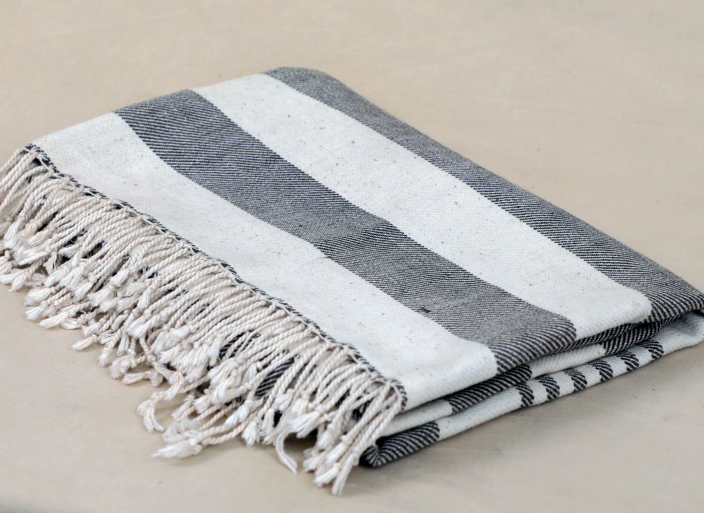 Grey and white organic cotton bath towel, Handmade bath towel