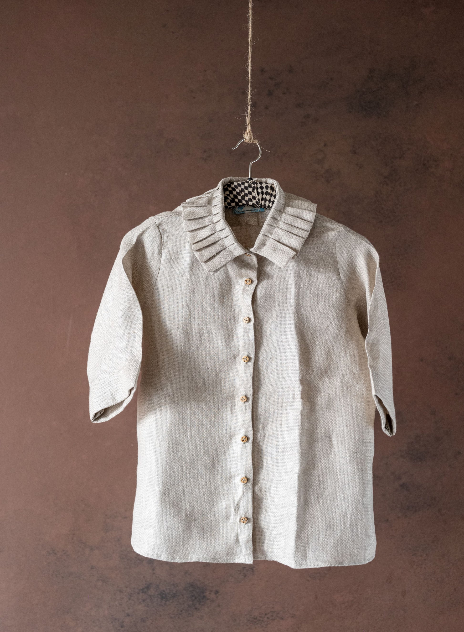 Grey pure linen women's shirt, Linen shirt, Conscious fashion
