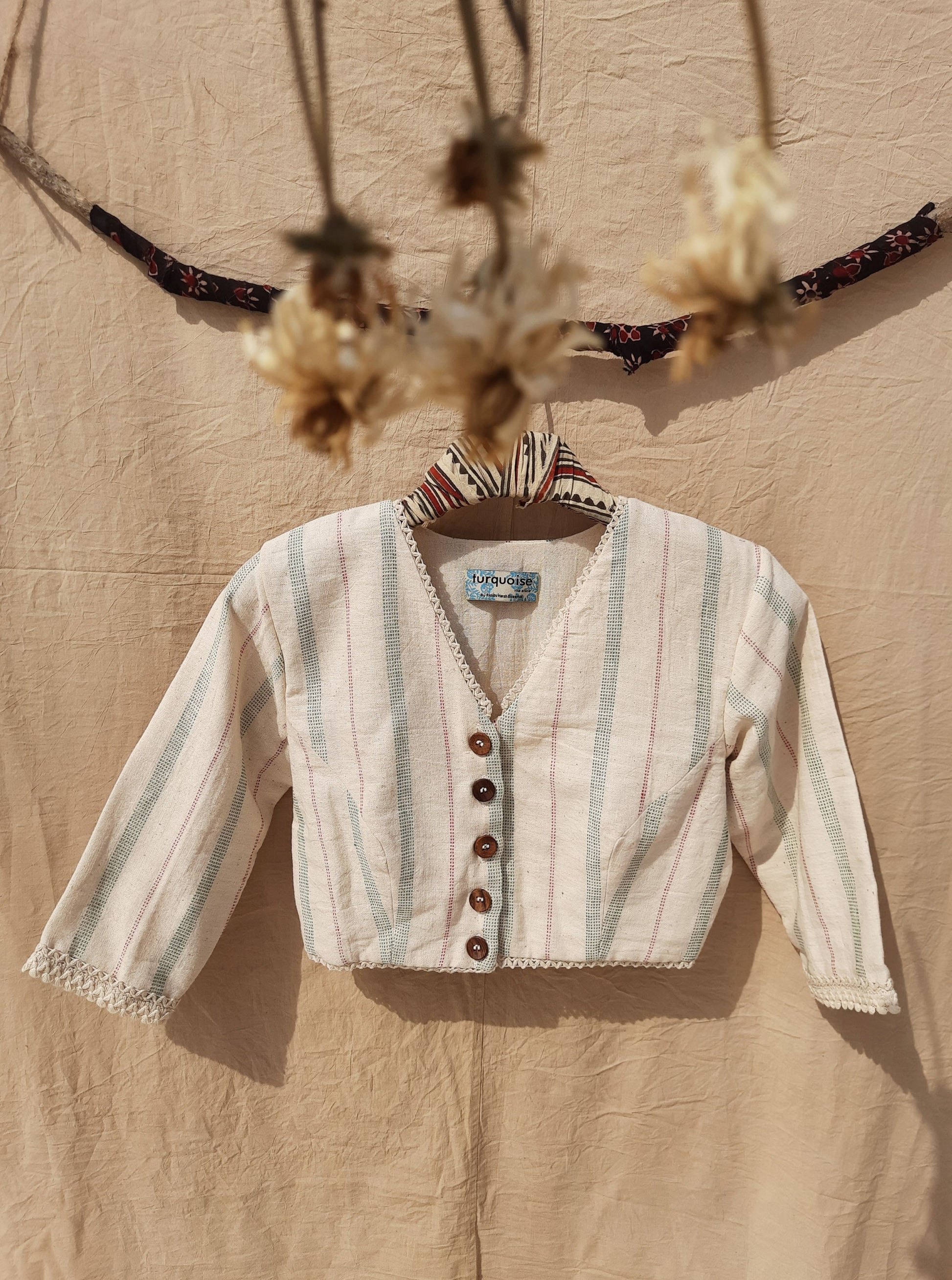Handwoven kala cotton blouse, Handwoven organic cotton saree blouse, Handmade blouse, Slow fashion