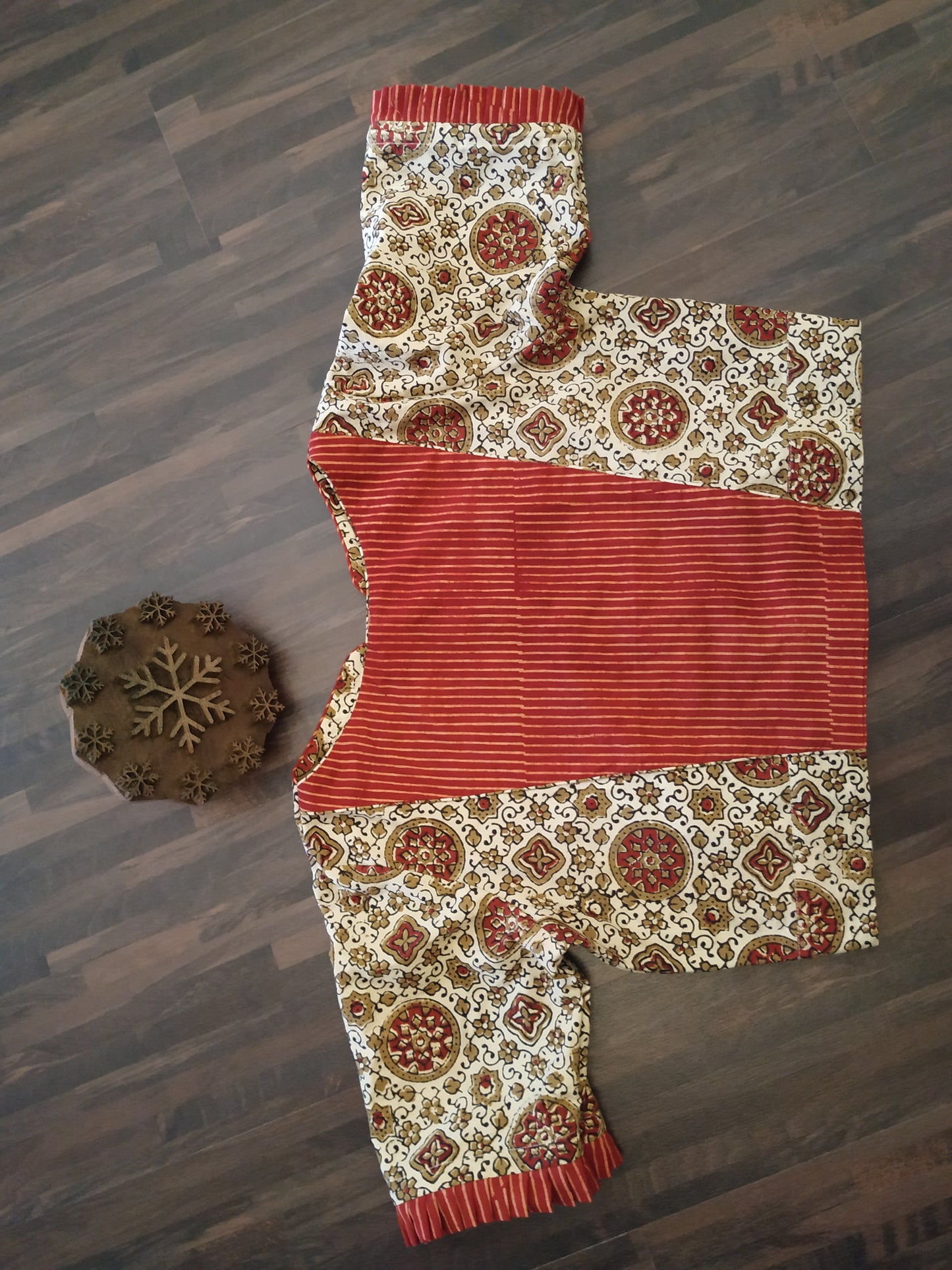 Handcrafted Maroon & Beige blouse