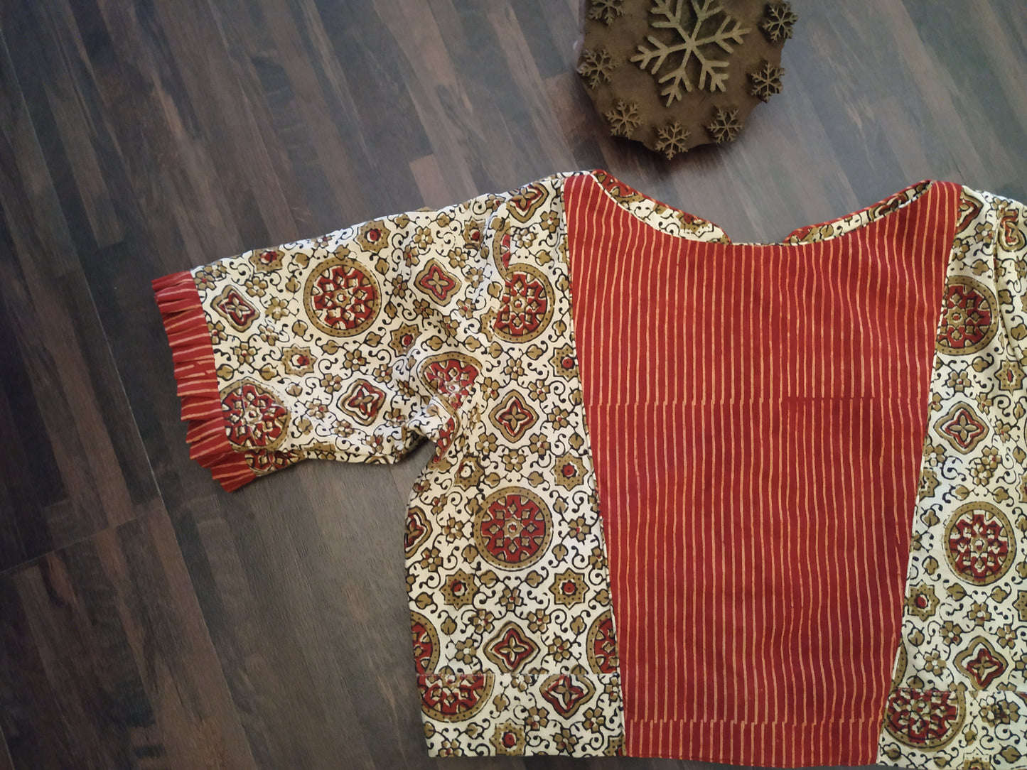 Handcrafted Maroon & Beige blouse