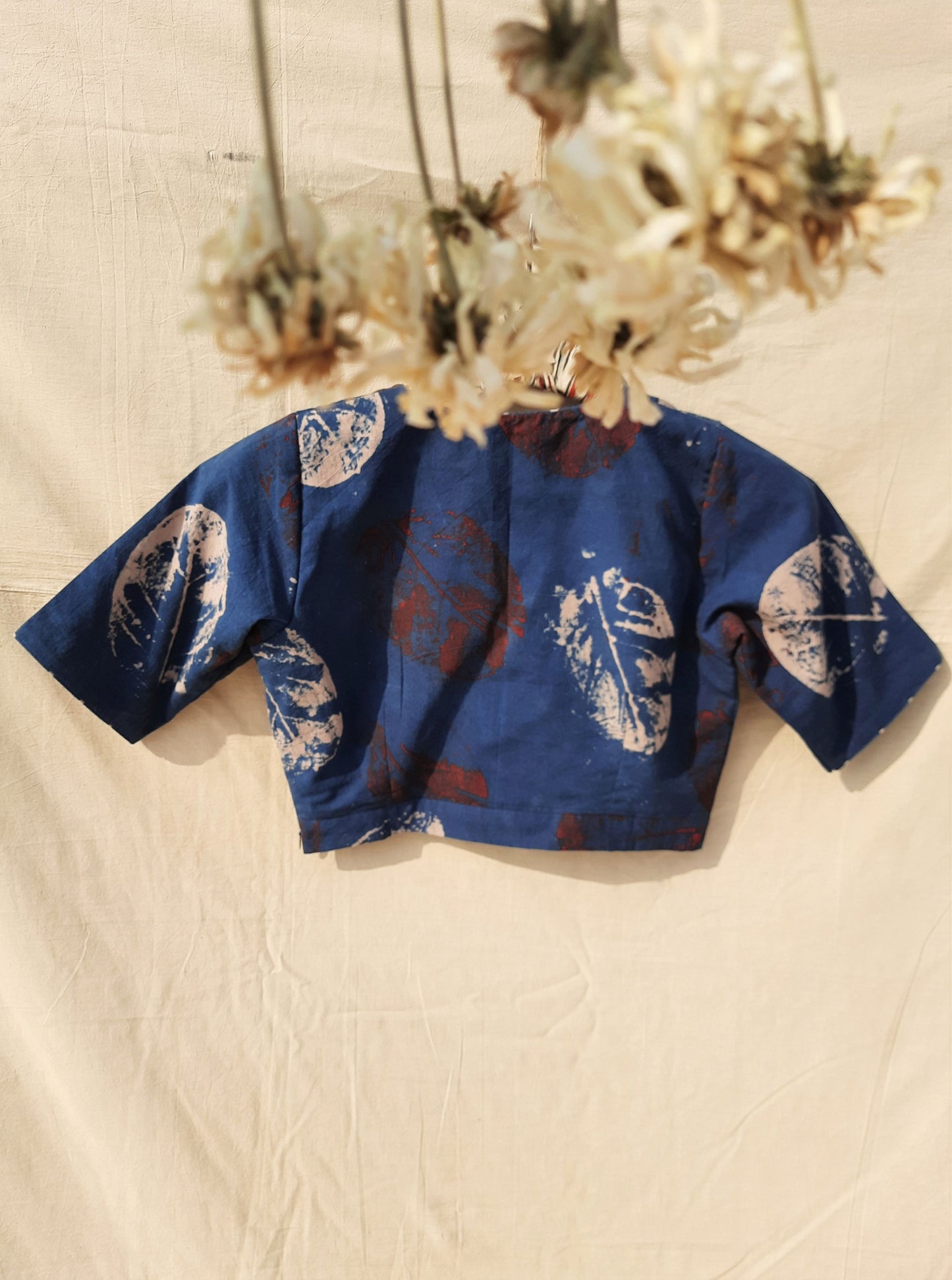 Indigo ajrakh blouse, Handmade indigo blouse, Slow fashion