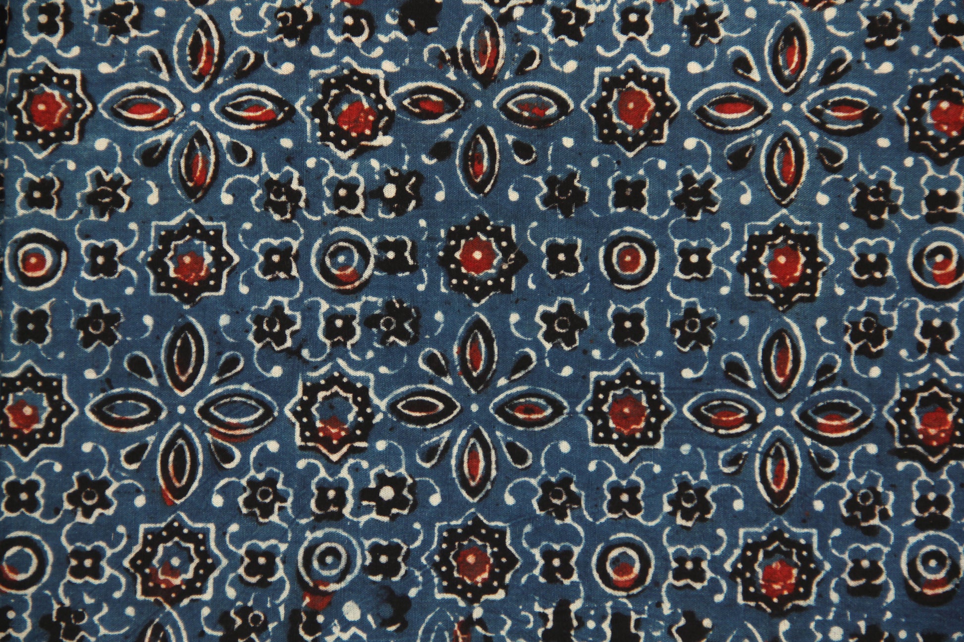 Indigo ajrakh hand block print fabric, Ajrakh prints fabric in cotton, Cotton indigo ajrakh fabric, Ethical fashion
