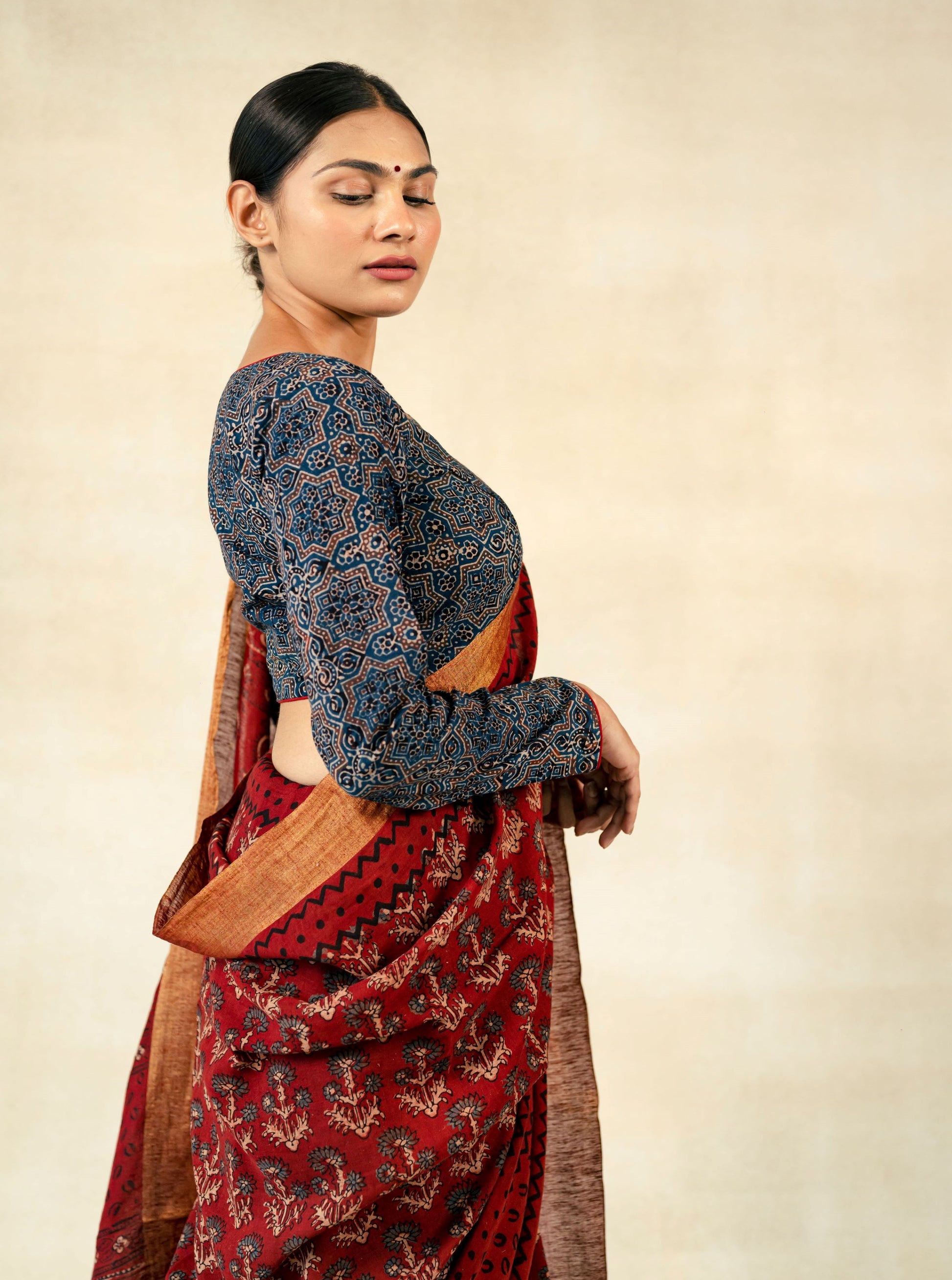 Indigo Full Sleeve Blouse - Byhand I Indian Ethnic Wear Online I  Sustainable Fashion I Handmade Clothes