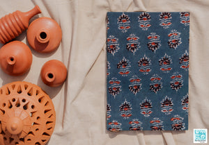 Indigo ajrakh print fabric journal, Handmade journal, Ajrakh prints fabric journal, Hand block print journal