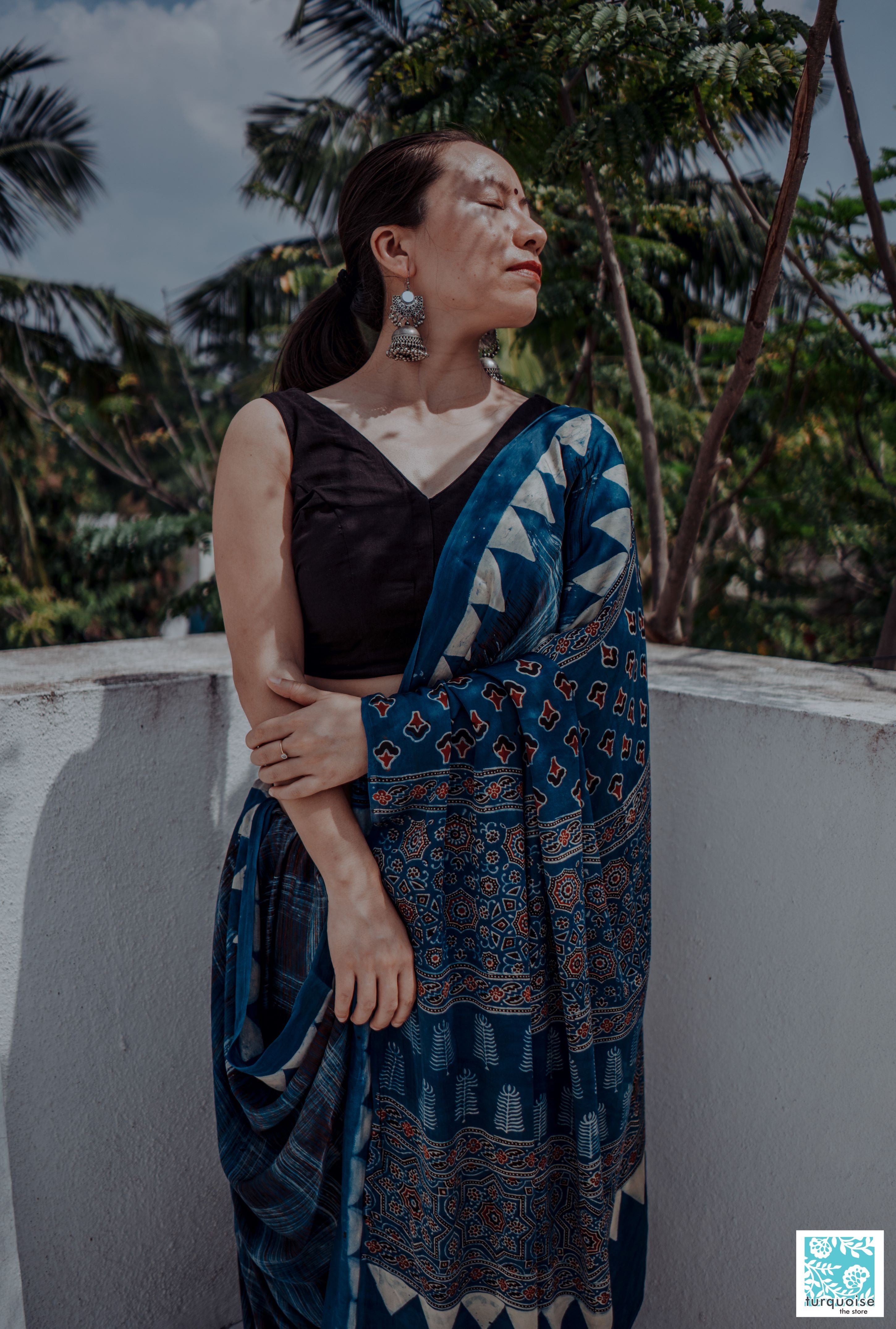 Indigo blue hand block printed cotton sarees online | Cotton sarees online, Cotton  saree, Cotton sarees online shopping