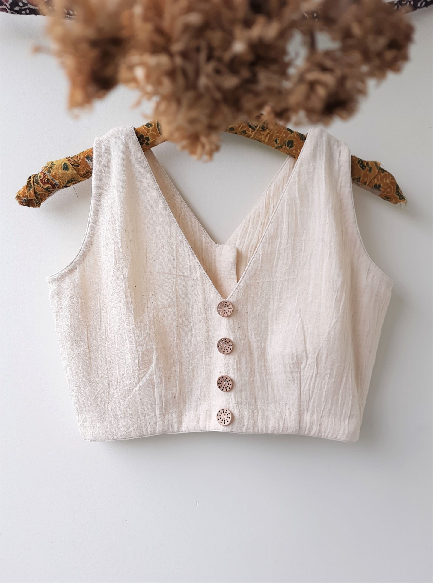 Off white handspun and handwoven organic cotton blouse, Undyed organic cotton blouse, Handmade organic cotton blouse, Off white blouse, Slow fashion