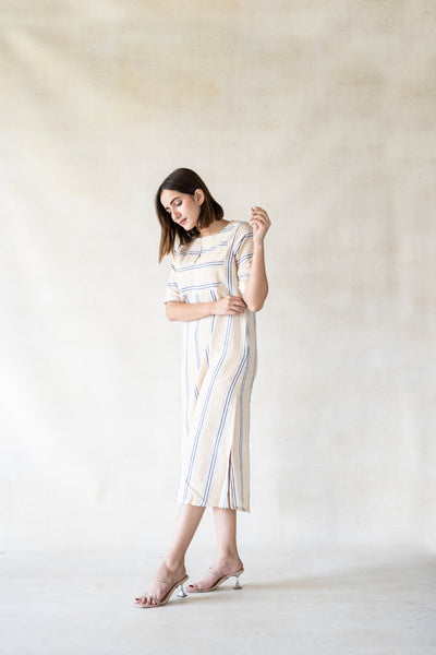 Organic cotton stripes dress, Handmade stripes dress, Slow fashion, Organic cotton summer dress