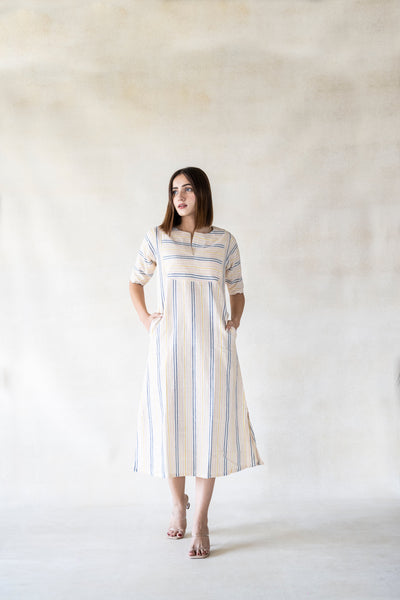 Organic cotton stripes dress, Handmade stripes dress, Slow fashion, Organic cotton summer dress