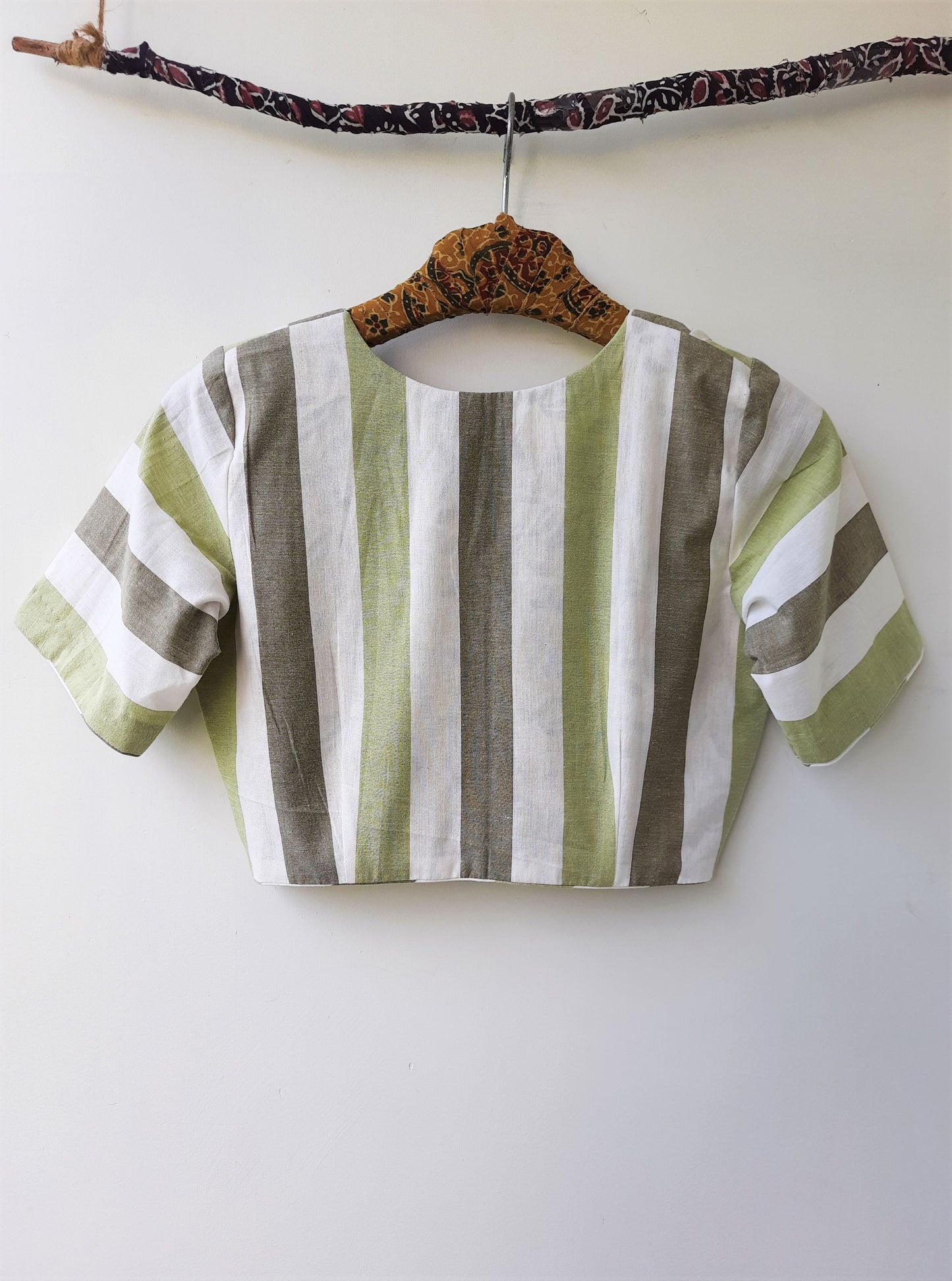 Striped cotton blouse, Stripes blouse, Hand block print striped saree blouse, Sari blouse, Slow fashion